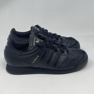 adidas Samoa Trainers Mens 5.5 Womens 6.5 Triple Black Leather Sneakers Shoes